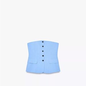 Zara Light Blue Strapless Buttoned Vest